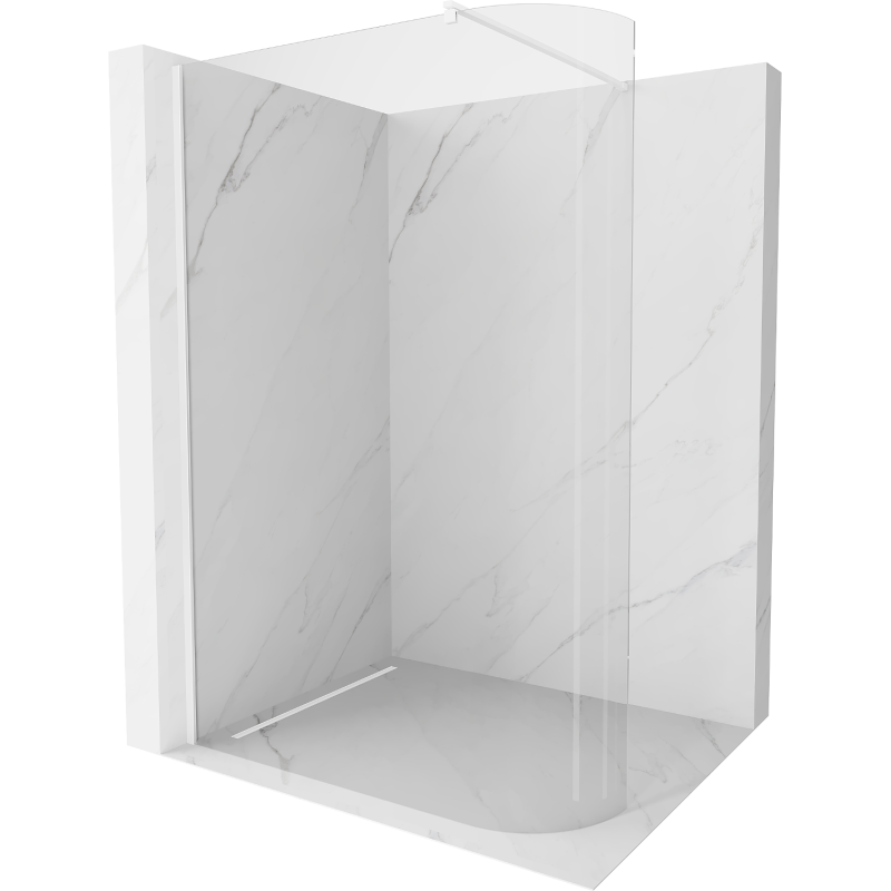 Mexen Kioto-R Paroi de douche arrondie Walk in 150 x 200 cm, transparent 8 mm, blanche - 800-150-101-20-06