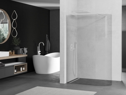 Mexen Kioto-R paroi de douche arrondie Walk-in 160 x 200 cm, transparent 8 mm, blanc - 800-160-101-20-06