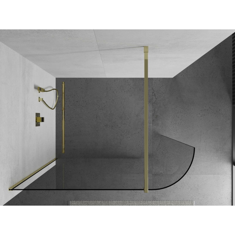 Mexen Kioto-R paroi de douche arrondie Walk-in 80 x 200 cm, transparent 8 mm, dorée - 800-080-101-50-06