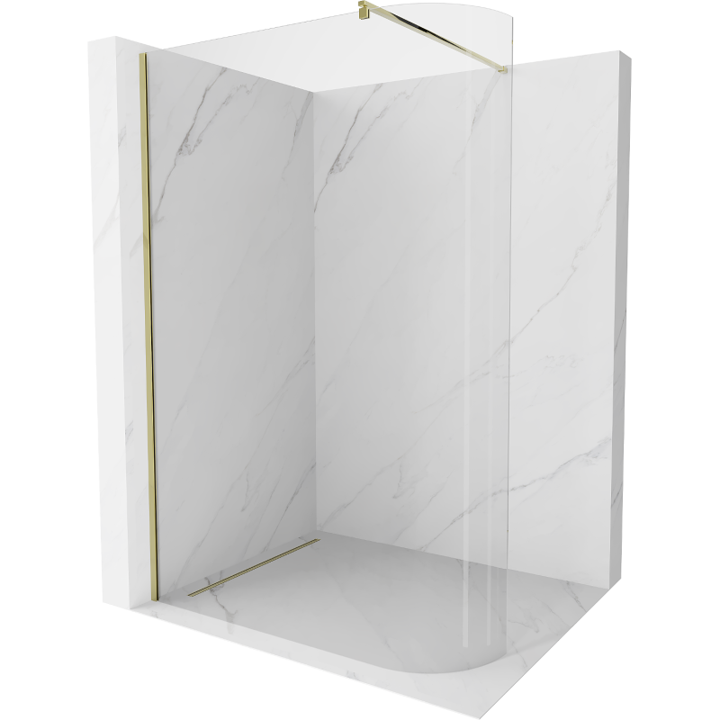Mexen Kioto-R paroi de douche arrondie Walk-in 90 x 200 cm, transparent 8 mm, dorée - 800-090-101-50-06