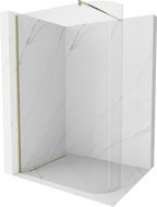 Mexen Kioto paroi de douche arrondie Walk-in 140 x 200 cm, transparent 8 mm, doré - 800-140-101-50-06