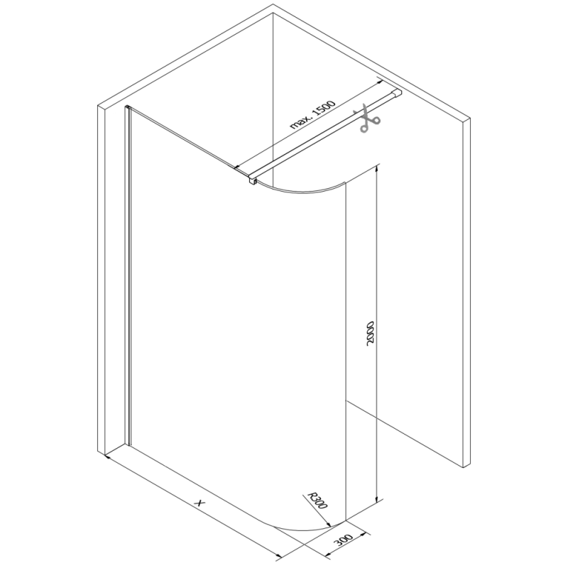 Mexen Kioto-R paroi de douche arrondie Walk-in 80 x 200 cm, transparent 8 mm, or rose - 800-080-101-60-06
