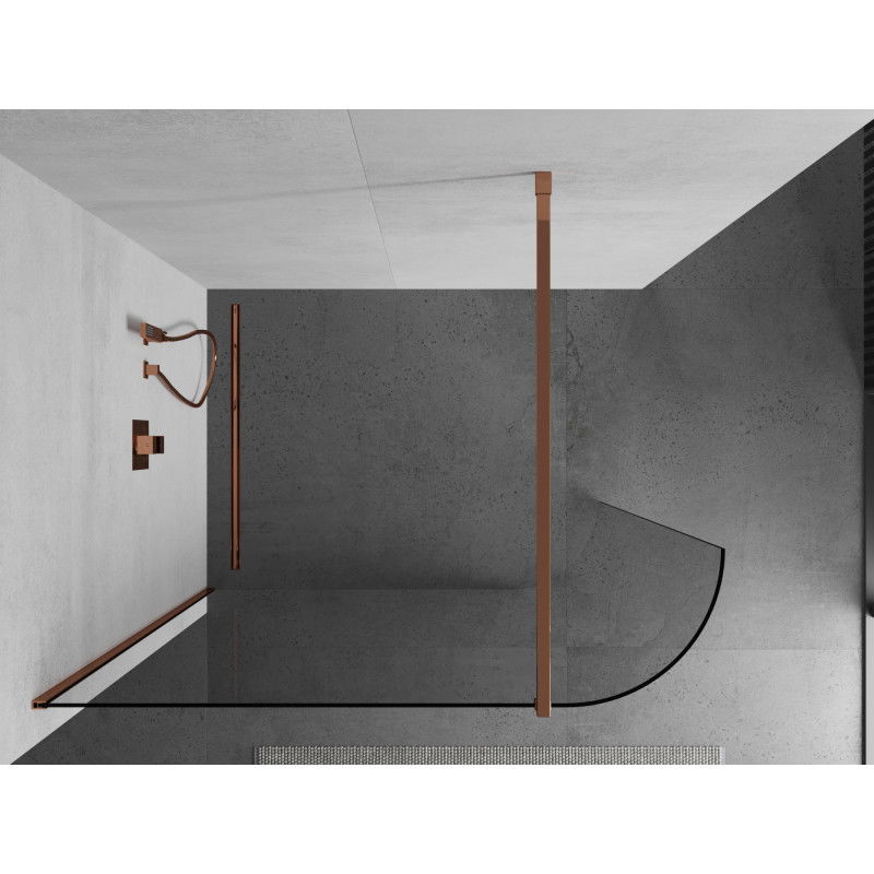 Mexen Kioto-R paroi de douche courbée Walk-in 100 x 200 cm, transparent 8 mm, or rose - 800-100-101-60-06