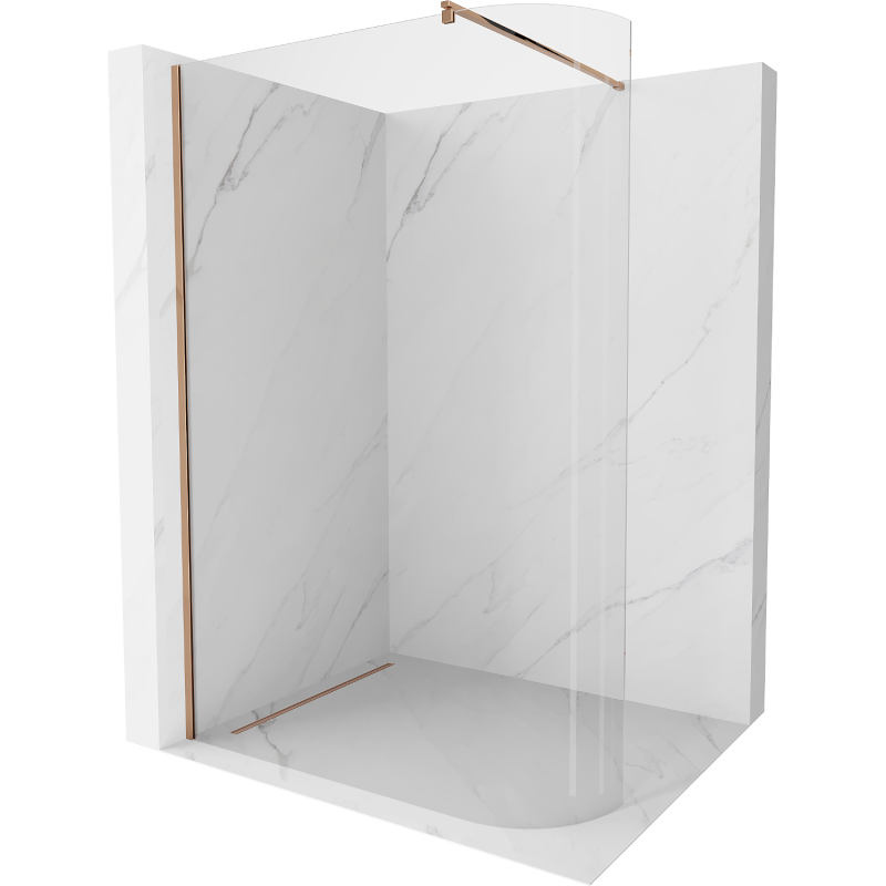 Mexen Kioto paroi de douche arrondie 140 x 200 cm, transparent 8 mm, Or rose - 800-140-101-60-06