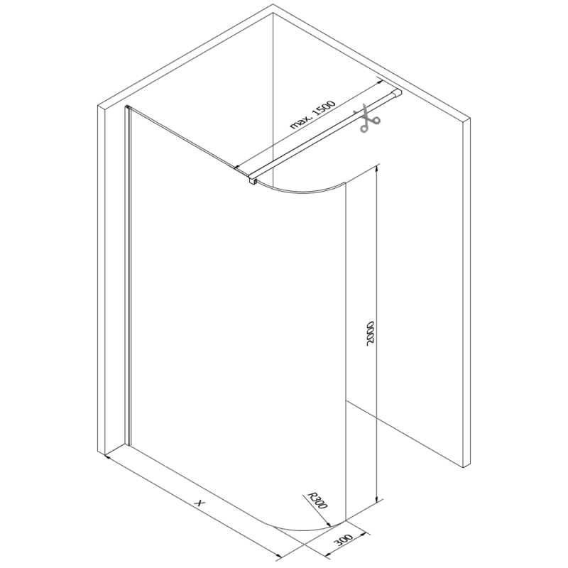 Mexen Kioto-R paroi de douche arrondie Walk-in 150 x 200 cm, transparent 8 mm, or rose - 800-150-101-60-06