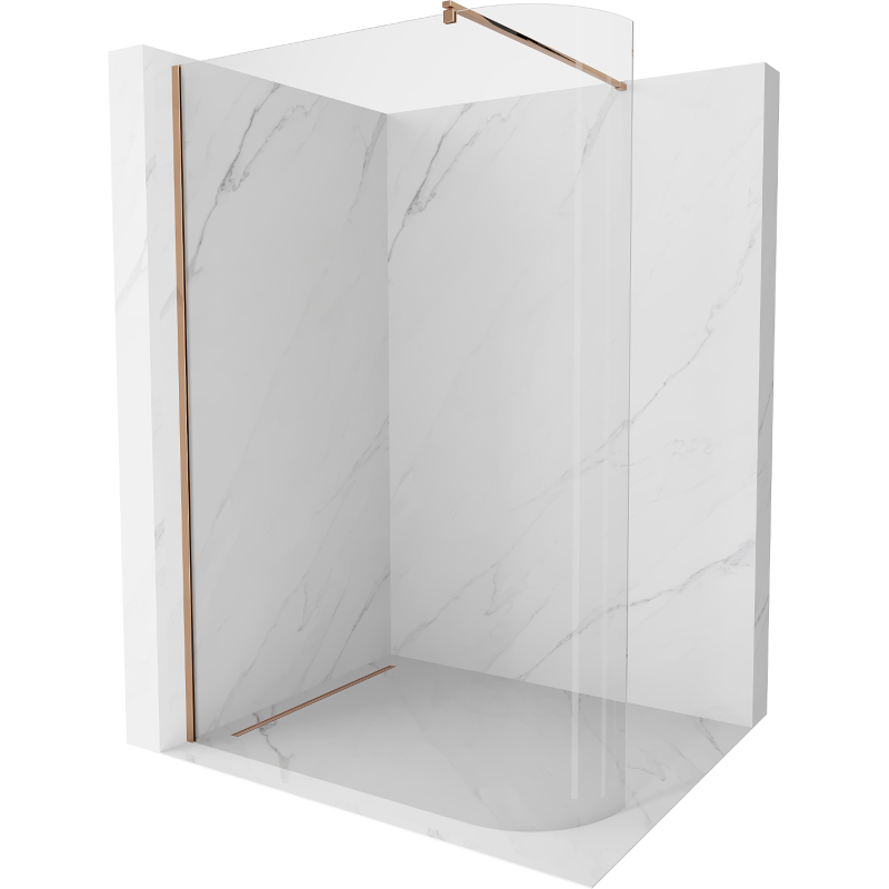 Mexen Kioto-R paroi de douche arrondie Walk-in 150 x 200 cm, transparent 8 mm, or rose - 800-150-101-60-06