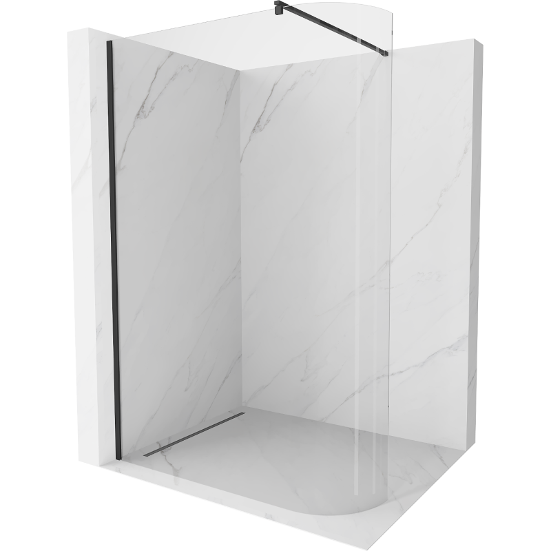Mexen Kioto-R paroi de douche incurvée Walk-in 90 x 200 cm, transparent 8 mm, noir - 800-090-101-70-06