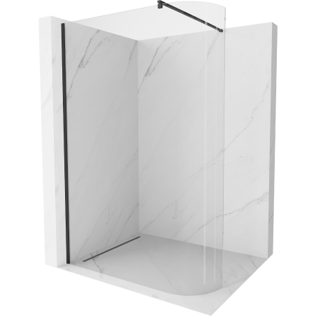 Mexen Kioto-R paroi de douche incurvée Walk-in 90 x 200 cm, transparent 8 mm, noir - 800-090-101-70-06