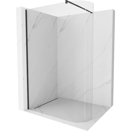 Mexen Kioto-R paroi de douche arrondie Walk-in 150 x 200 cm, transparent 8 mm, noir - 800-150-101-70-06