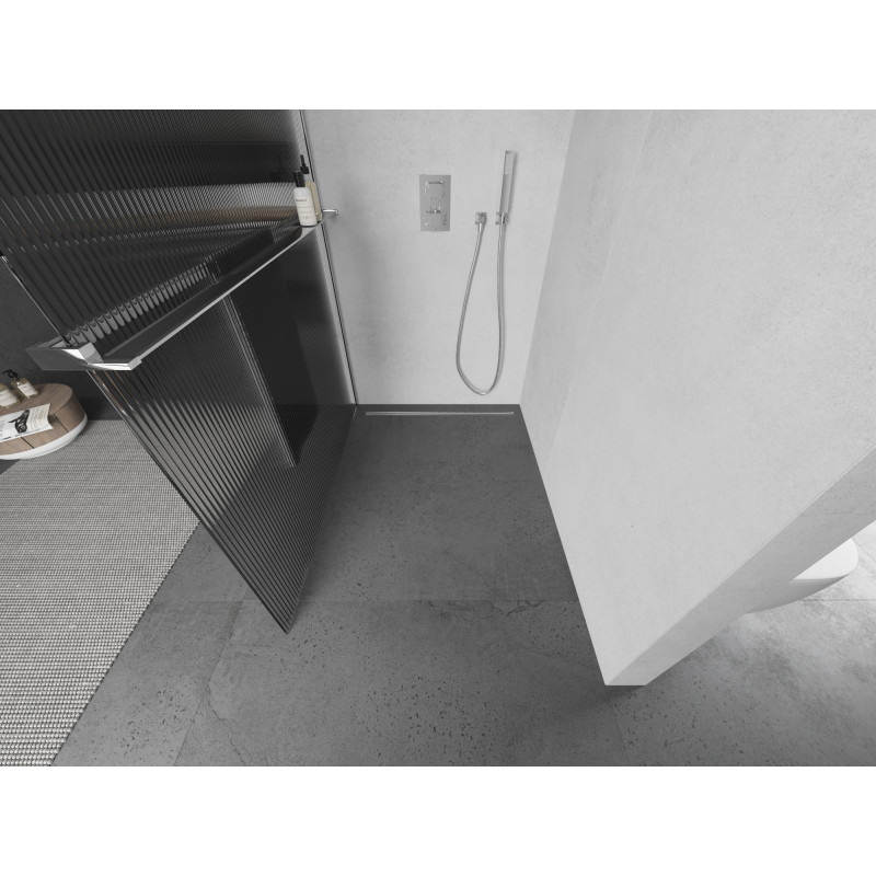 Mexen Kioto+ paroi de douche avec étagère Walk-in 90 x 200 cm, rainure, chrome - 800-090-121-01-09