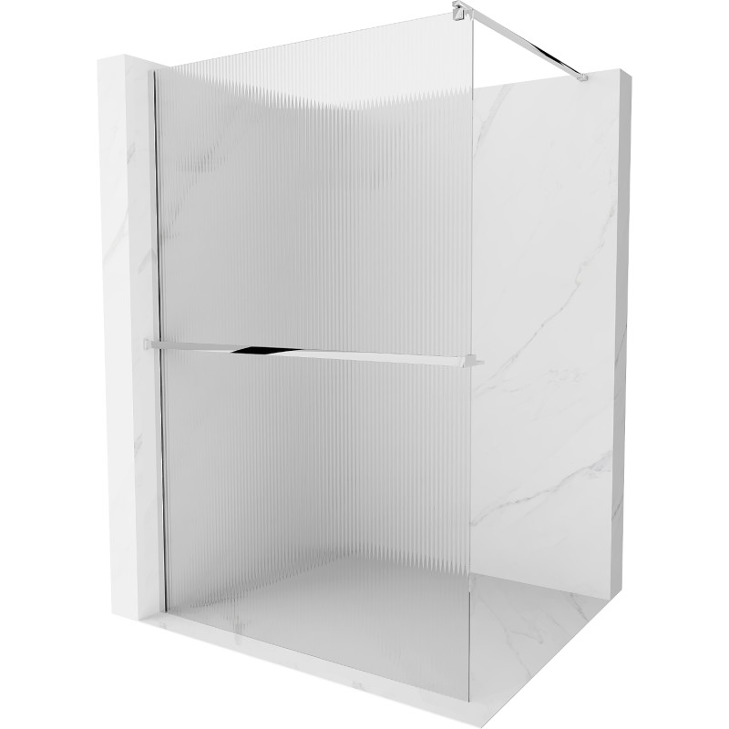 Mexen Kioto+ paroi de douche avec étagère Walk-in 120 x 200 cm, stries, chrome - 800-120-121-01-09