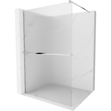Mexen Kioto+ paroi de douche avec étagère Walk-in 120 x 200 cm, rayures, chrome - 800-120-121-01-09