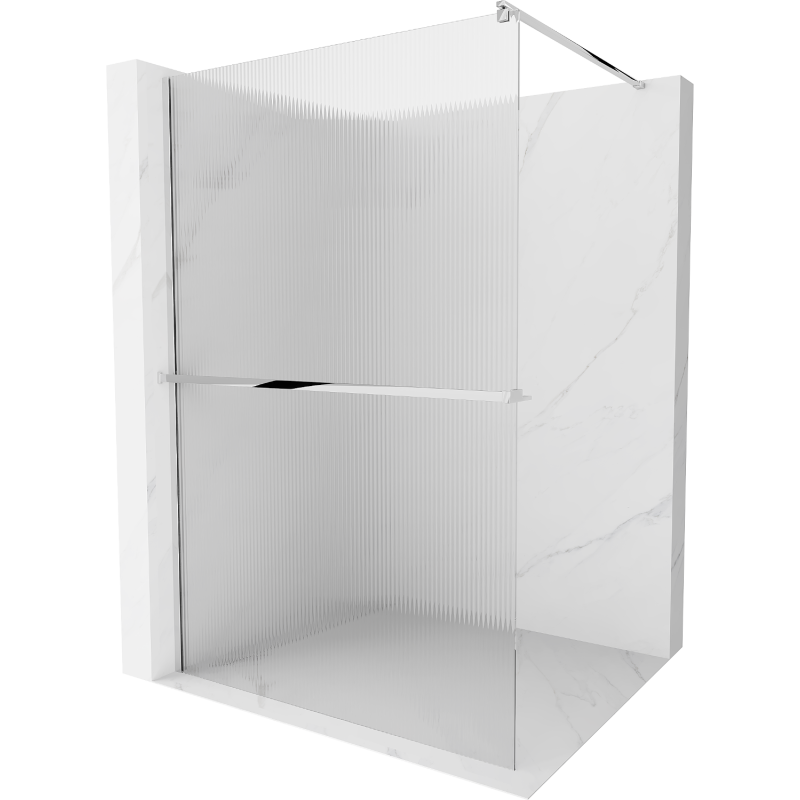 Mexen Kioto+ paroi de douche avec étagère Walk-in 130 x 200 cm, rayures, chrome - 800-130-121-01-09