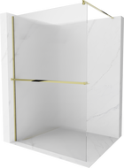 Mexen Kioto+ paroi de douche avec étagère Walk-in 80 x 200 cm, striée, dorée - 800-080-121-50-09