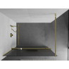 Mexen Kioto+ paroi de douche avec étagère Walk-in 90 x 200 cm, rayures, dorée - 800-090-121-50-09