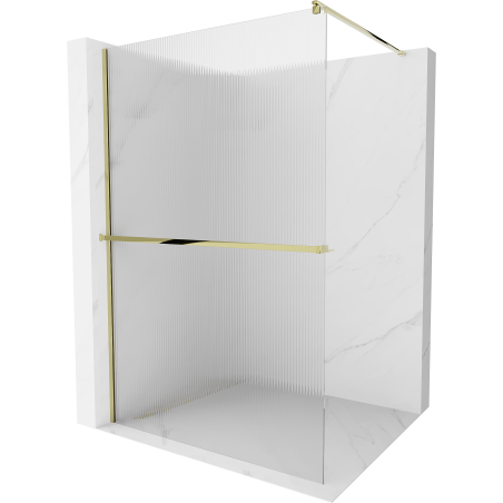 Mexen Kioto+ paroi de douche avec étagère Walk-in 130 x 200 cm, stries, or - 800-130-121-50-09