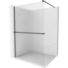 Mexen Kioto+ paroi de douche avec étagère Walk-in 70 x 200 cm, rayures, noir - 800-070-121-70-09