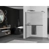 Mexen Kioto+ paroi de douche avec étagère Walk-in 80 x 200 cm, rayures, noir - 800-080-121-70-09
