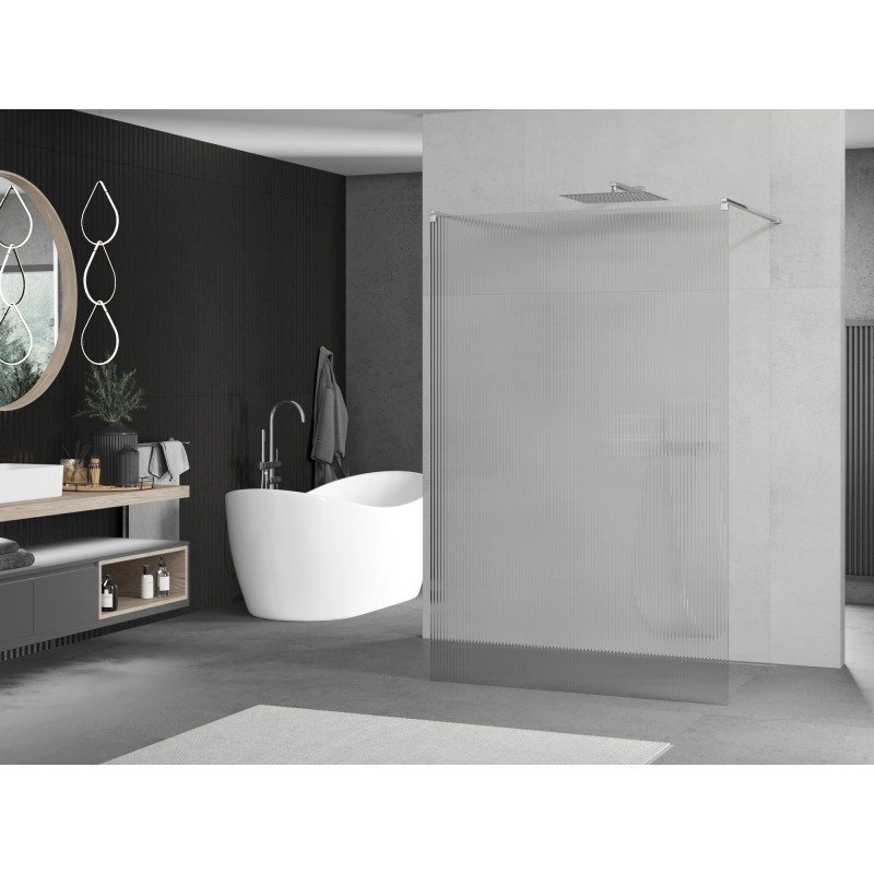 Mexen Kioto paroi de douche autoportante 110 x 200 cm, striée 8 mm, chrome - 800-110-002-01-09
