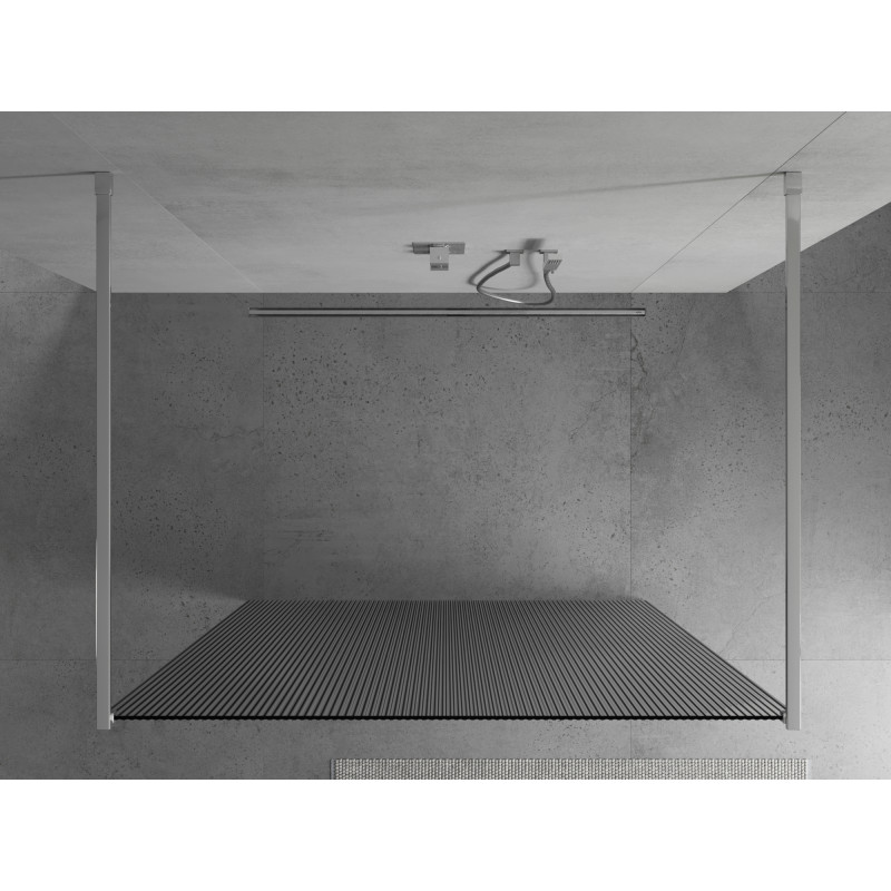 Mexen Kioto paroi de douche autoportante 120 x 200 cm, rayée 8 mm, chrome - 800-120-002-01-09