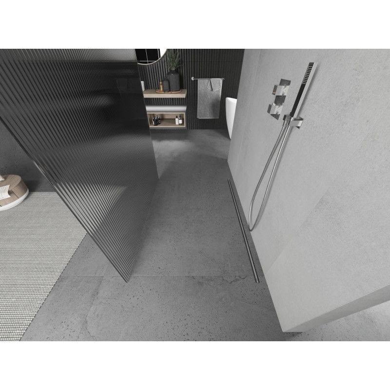 Mexen Kioto paroi de douche autoportante 130 x 200 cm, rayures 8 mm, chromé - 800-130-002-01-09