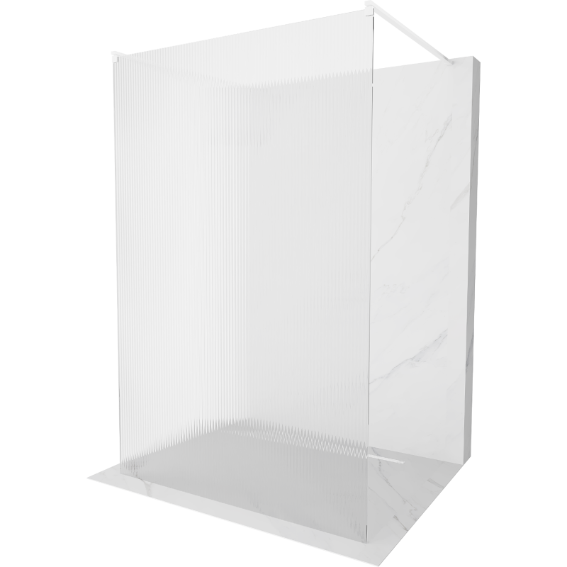 Mexen Kioto paroi de douche autoportante 100 x 200 cm, rayures 8 mm, blanche - 800-100-002-20-09
