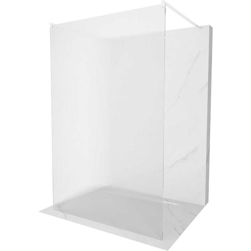 Mexen Kioto paroi de douche autoportante 110 x 200 cm, rayures 8 mm, blanche - 800-110-002-20-09