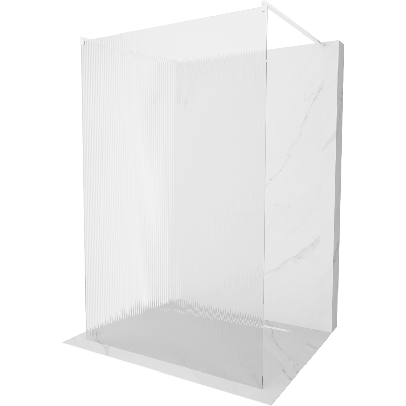 Mexen Kioto paroi de douche autoportante 130 x 200 cm, rainurée 8 mm, blanche - 800-130-002-20-09