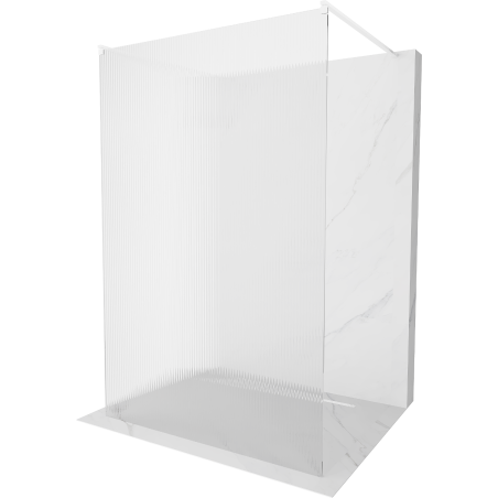 Mexen Kioto paroi de douche autoportante 130 x 200 cm, rainurée 8 mm, blanche - 800-130-002-20-09