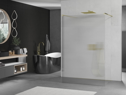 Mexen Kioto paroi de douche autoportante 110 x 200 cm, stries 8 mm, or - 800-110-002-50-09