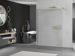 Mexen Kioto paroi de douche autoportante 120 x 200 cm, rayures 8 mm, or - 800-120-002-50-09