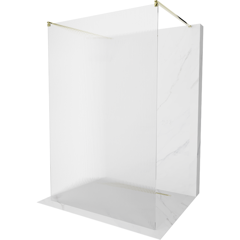 Mexen Kioto paroi de douche autoportante 130 x 200 cm, rainures 8 mm, or - 800-130-002-50-09