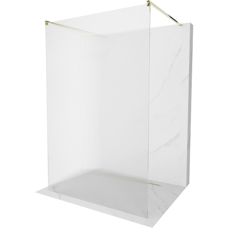 Mexen Kioto paroi de douche autoportante 130 x 200 cm, rainures 8 mm, or - 800-130-002-50-09