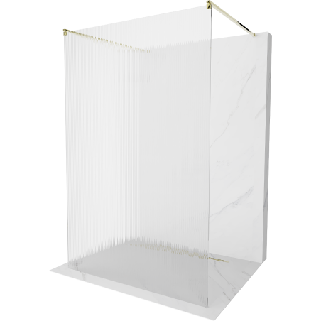 Mexen Kioto paroi de douche autoportante 140 x 200 cm, rayures 8 mm, or - 800-140-002-50-09