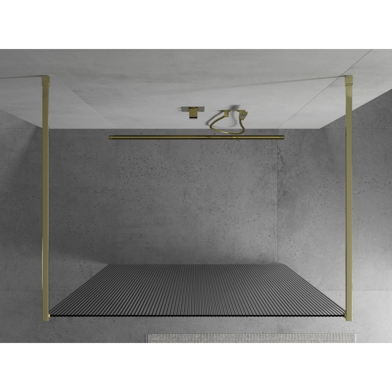 Mexen Kioto paroi de douche autoportante 140 x 200 cm, stries 8 mm, or - 800-140-002-50-09