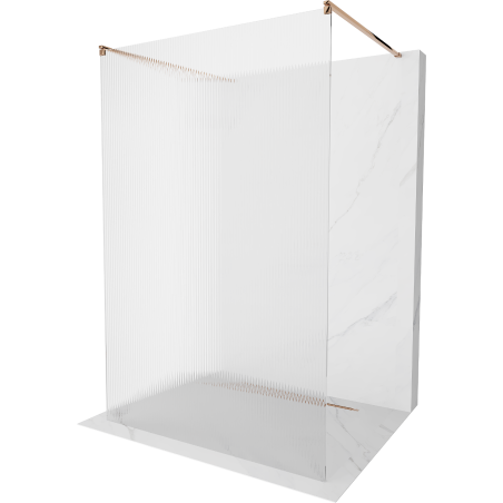 Mexen Kioto paroi de douche autoportante 100 x 200 cm, stries 8 mm, or rose - 800-100-002-60-09