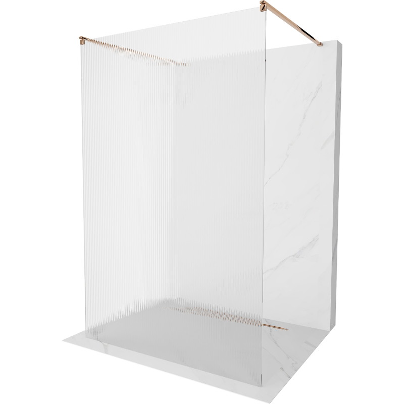 Mexen Kioto paroi de douche autoportante 110 x 200 cm, rainures 8 mm, or rose - 800-110-002-60-09