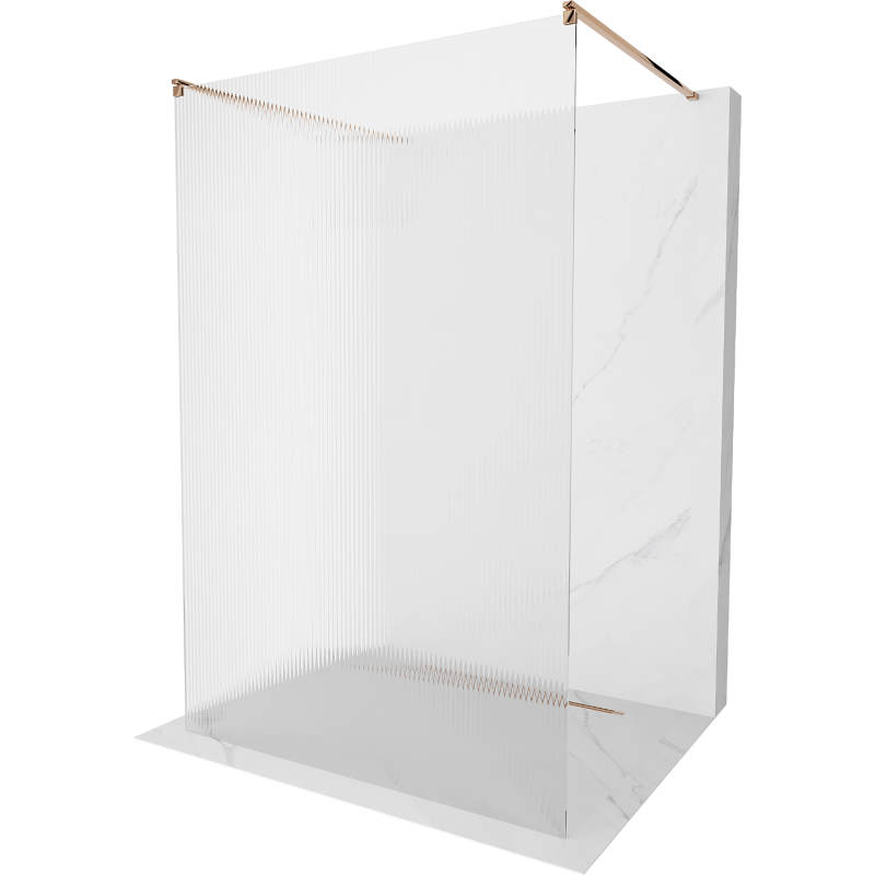 Mexen Kioto paroi de douche autoportante 120 x 200 cm, rainures 8 mm, or rose - 800-120-002-60-09