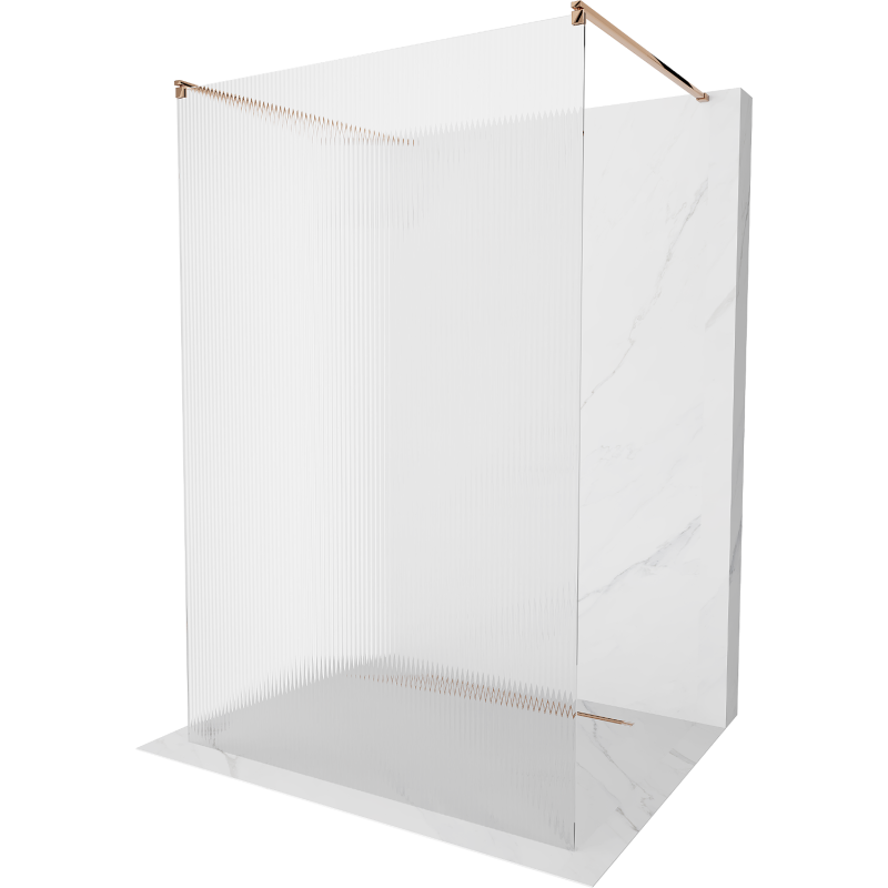 Mexen Kioto paroi de douche autoportante 130 x 200 cm, rayures 8 mm, Or rose - 800-130-002-60-09