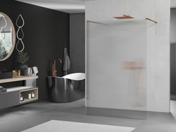 Mexen Kioto paroi de douche autoportante 130 x 200 cm, stries 8 mm, or rose - 800-130-002-60-09