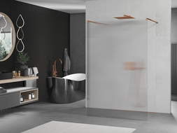 Mexen Kioto paroi de douche autoportante 140 x 200 cm, rayures 8 mm, Or rose - 800-140-002-60-09