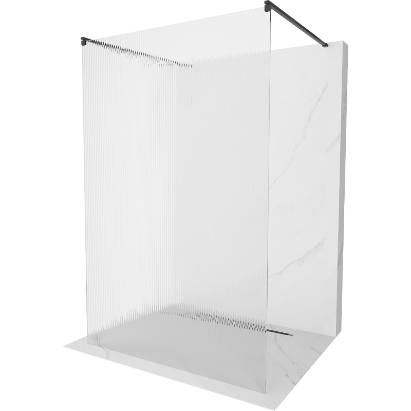 Mexen Kioto cloison de douche autoportante 110 x 200 cm, rayures 8 mm, noir - 800-110-002-70-09