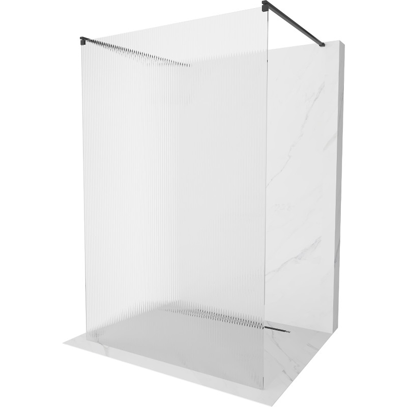 Mexen Kioto paroi de douche autoportante 110 x 200 cm, rainures 8 mm, noire - 800-110-002-70-09