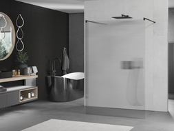 Mexen Kioto paroi de douche autoportante 100 x 200 cm, stries 8 mm, noir - 800-100-002-70-09