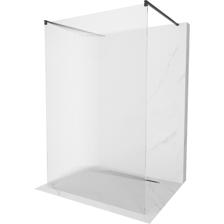 Mexen Kioto paroi de douche autoportante 130 x 200 cm, stries 8 mm, noir - 800-130-002-70-09