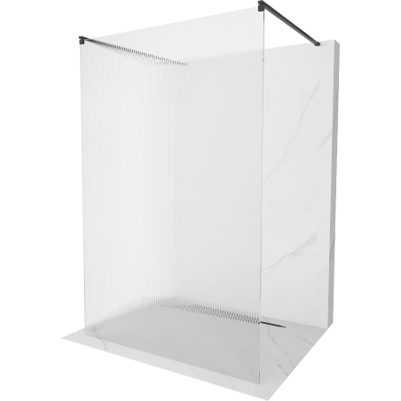 Mexen Kioto paroi de douche autoportante 140 x 200 cm, rayures 8 mm, Noir - 800-140-002-70-09