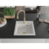 Mexen Vito évier en granit 1 cuve avec robinet de cuisine Savita, blanc - 6503-20-672601-50