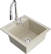 Mexen Vito évier en granit 1 cuve avec robinet de cuisine Savita, beige - 6503-69-672601-00