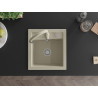 Mexen Vito Évier en granit 1 bac avec robinet de cuisine Savita, beige - 6503-69-672601-69