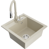 Mexen Vito Évier en granit 1 bac avec robinet de cuisine Savita, beige - 6503-69-672601-69